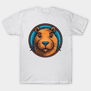 Capybara with blue eyes in circle T-Shirt